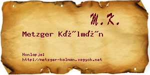 Metzger Kálmán névjegykártya